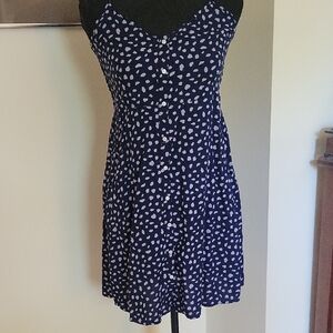 Aerie Navy Blue Spotted Mini Dress